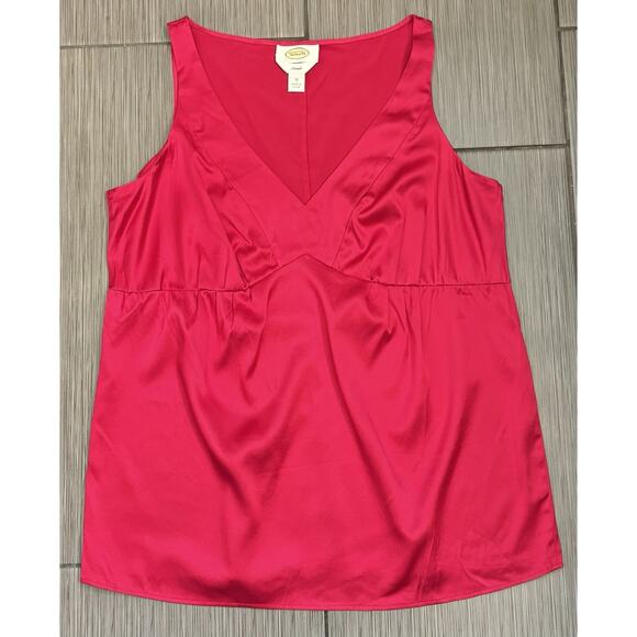 Talbots Red Silk V-Neck Tank Top Size 12 Stretch Lightweight - Picture 1 of 5